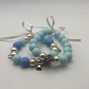 Baby blue & Light blue Children's Bling Thin Ribbon Bracelet (Touched…
